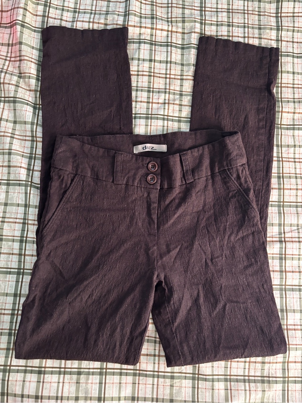 Women's Y2K Vintage dazz Brown Straight-Leg Button Trouser Pants